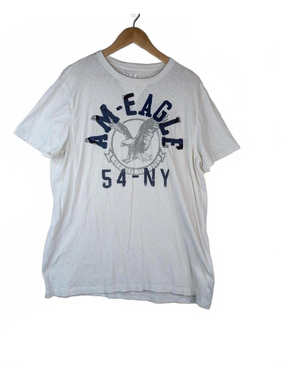 American Eagle Outfitters‎ White Graphic Eagle Logo T-Shirt Size L Y2K